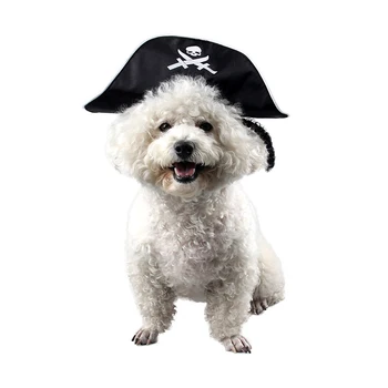 Kietas Skeletas Naminių Kačių Ir Šunų Helovinas Kostiumas Cosplay Black Pirate Hat Bžūp Maskuotis Atostogų Suknelė Šalies Dovanų Naminių Reikmenys
