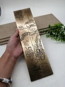Kinija tapyba, kaligrafija pagalbinis įrankis metalo amatų Prespapjė-twin dvasios He-He-Popieriaus svoris, namų dekoro