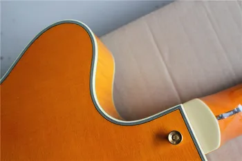 Kinijos gitara gamyklos užsakymą Naujų Semi Hollow Body Jazz Oranžinės spalvos elektrinė Gitara 01