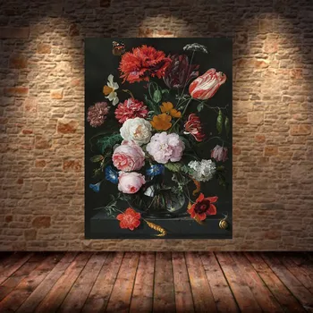 Klasikinis Gėlių Stiklo Vaza Drobės, Paveikslai Ant Sienų Plakatai Ir Spausdina Klasikinio Gėlių Nuotraukas Sienų Apdaila