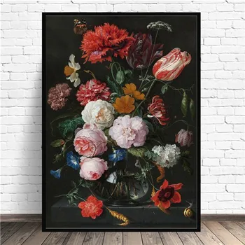 Klasikinis Gėlių Stiklo Vaza Drobės, Paveikslai Ant Sienų Plakatai Ir Spausdina Klasikinio Gėlių Nuotraukas Sienų Apdaila