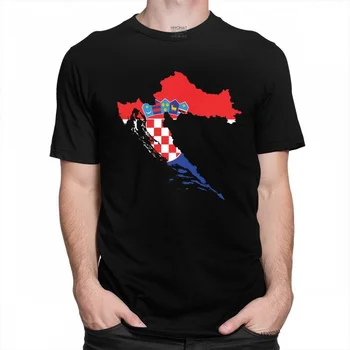 Klasikinis kroatijos Kroatijos Vėliava Žemėlapis Marškinėlius Vyrams Crewneck Trumpas Rankovės Atsitiktinis marškinėliai Medvilnė Reguliariai Tinka Tee Marškinėliai Drabužių