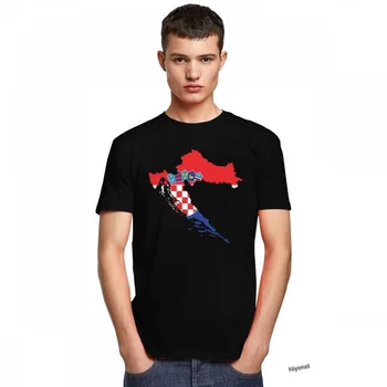 Klasikinis kroatijos Kroatijos Vėliava Žemėlapis Marškinėlius Vyrams Crewneck Trumpas Rankovės Atsitiktinis marškinėliai Medvilnė Reguliariai Tinka Tee Marškinėliai Drabužių