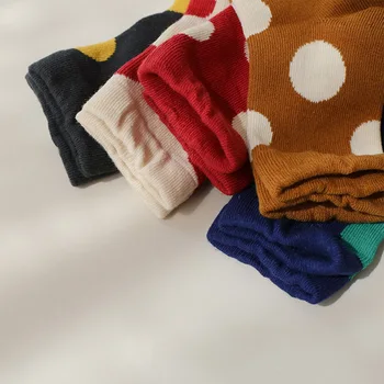 Korėjos vaikų kojinės, berniukai ir mergaitės, dideli polka dot spalvų kontrastas saldainiai trumpas kojines rudenį, žiemą 2020 m.