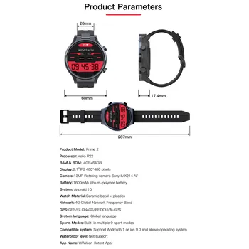 Kospet-Prime 2 Smart Watch Telefono 2.1 colio 13MP Pasukti Fotoaparato 480x480 Ekranas, smart watch vyrų android didelę atmintį vandeniui Z4