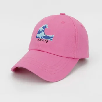 Kuris dušas unisex siuvinėjimo jūros bangų beisbolo kepuraitę hip-hop vyrų banguoti snapback skrybėlę moterų medvilnės reguliuojamas, lenktas vasaros skrybėlės