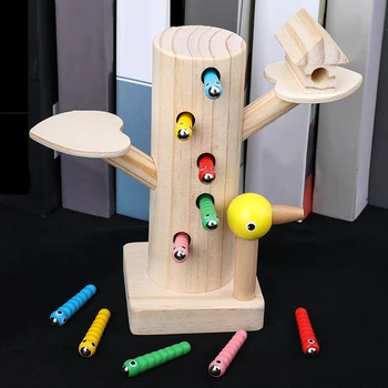 Kūdikių Mediniai Žaislai, 3D Puzzle Magnetinio Caterpillar Sugauti Žaidimas Kirminas Žvejybos Žaislai Matematikos Ankstyvojo Švietimo Žaislai Vaikams