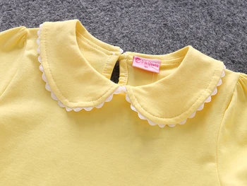 Kūdikių mergaičių marškinėliai 2020 medvilnės trumpas rankovėmis moteriška vaikų vasaros marškinėlius peter pan apykaklės saldus camisetas vaikai viršuje tees
