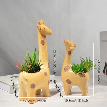 Kūrybinės Europos stiliaus Keramikos Žirafa Mielas Animacinių filmų Succulents Gėlių Vazonai, gyvenamojo Kambario, Apdaila, Namų Decorat Papuošalai