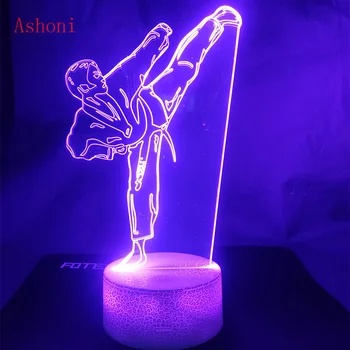 Kūrybos Karatė Shap Stalo Lempa USB 3D LED Taekwondo Naktį Šviesos Miegamojo Lovos Kovos Meno Vizija Apšvietimo Dovanos Vaikams Žaislų