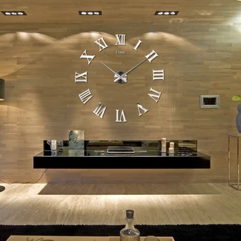 Kūrybos didelio dydžio veidrodis iš akrilo PASIDARYK pats sieninis laikrodis Klasikinis Romos svetainė, miegamasis asmenybės siena lipdukas sieninis laikrodis