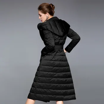 LANMREM reguliuojamas juosmens gobtuvu elegantiškas Plonas Moterų 2021 naujas vidutinio ilgio sutirštės juoda medvilnė paminkštinimas drabužiai aukštos klasės 2A987