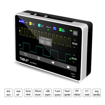 LCD Liečiant Ekraną 1013D Dual Channel Mini Tablet Skaitmeninis Oscilloscope 100M Pralaidumo 1GS ėminių Ėmimo dažnis Profesija Oscilloscope