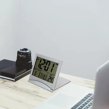 LCD Skaitmeninis Nešiojamų Stalo Laikrodis Veidrodėliai Žadintuvas Laikas, Data, Temperatūra, Laikmatis Elektroninių Laikrodžių Kelionės Lauko Buitinių