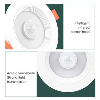 LED Downlight Naktį Šviesos PIR Judesio Jutiklis Embedded Lubų taškinis šviestuvas Lempa 20W 10W 15W 5W Vonios, Virtuvės Patalpų Apšvietimas