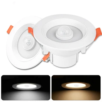 LED Downlight Naktį Šviesos PIR Judesio Jutiklis Embedded Lubų taškinis šviestuvas Lempa 20W 10W 15W 5W Vonios, Virtuvės Patalpų Apšvietimas