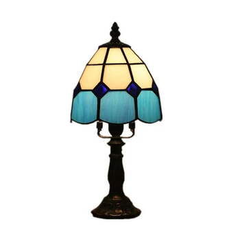 LED Stalo Lempa Klasikinis E14 Kelių Spalvų Tiffany stiliaus Miegamojo Kambarį Bažnyčios Stiklo Stalo Lempos Aukštos Kokybės