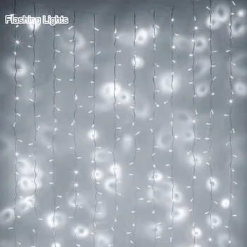 LED varveklis Užuolaidų String Pasakų Šviesos Kalėdos, Kalėdos, Vestuvių Dekoravimas Sode šalies Girliandą Dekoras