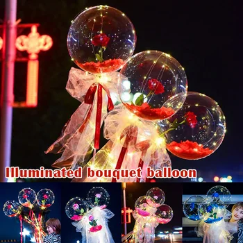 LED Šviesos Balionas Rožių Puokštė Moterims, Draugei, Žmonai Jubiliejaus Šventė Kalėdų dekoravimo balionai
