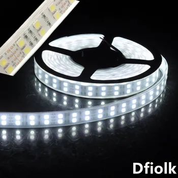 LED šviesos juostelės 5050 silicio vamzdis virvę juostelės vandeniui ip68 dviejų eilių 600led 5m dc12V 3000K 6500k baltos warmwhite RGB juostos