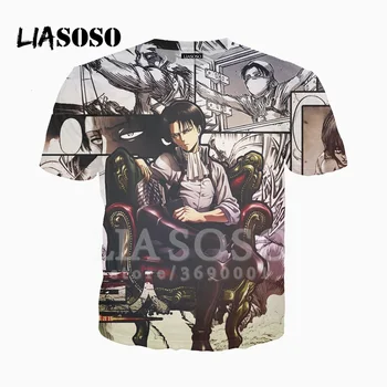 LIASOSO 3D Spausdinimo Unisex Anime Ataka Titan Eren Mikasa Reiner Bertoldo Marškinėlius Vasaros marškinėliai Atsitiktinis Megztinis Trumpas SleeveX2426