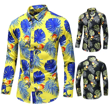 LIFENWENNA Rudenį vyriški Marškiniai Naujas Mados Gėlių Spausdinti ilgomis Rankovėmis Marškinėliai Vyrams, Atsitiktinis Verslo Biuro Gėlių Marškiniai Vyrai M-7XL