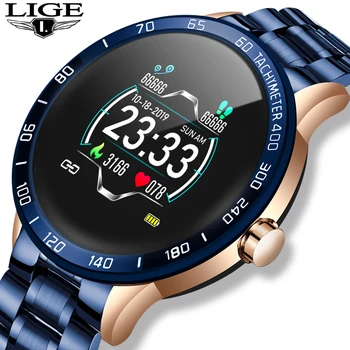 LIGE Plieno Juosta Smart Watch Vyrų Širdies ritmas, Kraujo Spaudimo Monitorius Daugiafunkcį Sporto Režimas Fitness Tracker Vandeniui Smartwatch