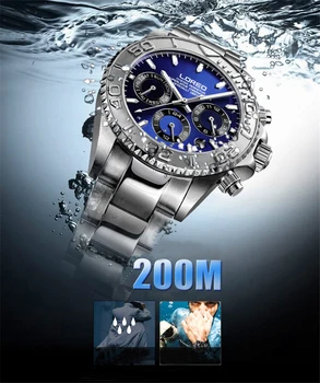 LOREO Nardymo serijos Vyrų Riešo Žiūrėti Aukščiausios Prabangos Prekės 200M Vandeniui Plieno Watchband Vyrų oficialų Sporto Mechaninis Laikrodis