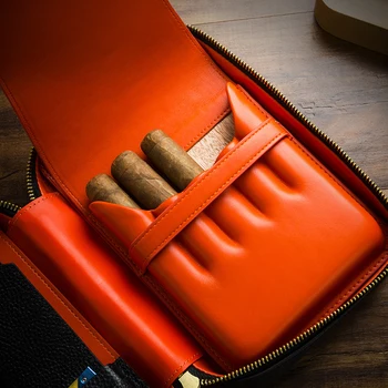 LUBINSKI natūralios Odos Nustatyti Metalo Cigarų Žiebtuvėlio Cigarų Peleninę Cigarų Pjovimo Nuimamas Humidoras Cigarų Laikymo Dovanų Rinkinys