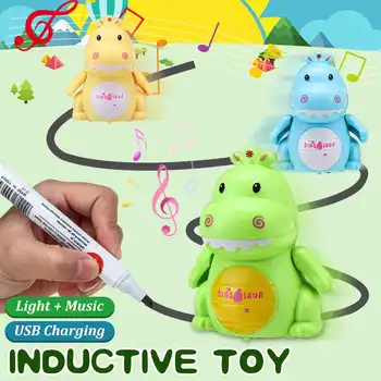 Laikykitės visų Nubrėžtos Linijos Pen USB Įkrovimo Mielas Indukcinis Dinozaurų Robotas su Šviesos + Muzikos Švietimo Žaislas Dovanos Vaikams Vaikams