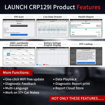Launch X431 CRP129i OBD2 Diagnostikos Priemonė ENG/NE/ABS/SRS Multi-language Nemokamai Atnaujinti CRP129E CRP129X CRP123X CRP123E Pradėti