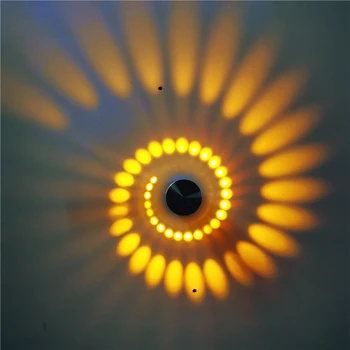 Led modernus patalpų sienos lempos kūrybos spiralės lempos apvalios 3w kambarį baras koridoriaus praėjimo šviesos fono sienos žibintai RGB
