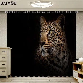 Leopard Užuolaidų 3D Panthers Užuolaidas Kambarį Gyvūnų Juoda Balta Tigras Miegamojo Užuolaidos Blackout Dekoro Ultra Micro Spalvinimas
