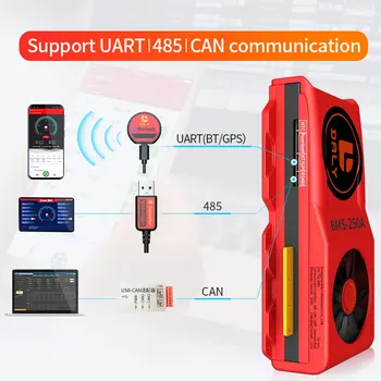 Lifepo4 48V 16s Smart BMS 18650 Akumuliatoriaus Apsaugos Valdybos BMS subalansuotas 150A 200A 250A 485 USB prietaisas GALI UART 