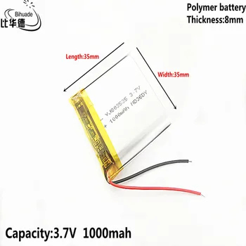 Litro energijos baterija 3.7 V,1000mAH 803535 Polimeras ličio jonų / Li-ion baterija tablet pc BANKAS,GPS,mp3,mp4