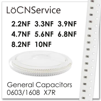 LoCNService Kondensatoriai 4000PCS 0603 1608 X7R RoHS 16V 25V 50V 10% 2.2 NF 3.3 NF 3.9 NF 4.7 NF 5.6 NF 6.8 NF 8.2 NF 10NF Aukštos kokybės
