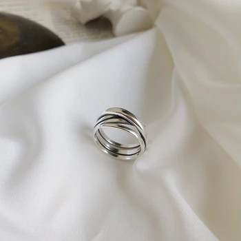 LouLeur 925 sterlingas sidabro naujo derliaus pynimo žiedai, sidabro mados Netaisyklingos linijos likvidavimo žiedai moterų festivalis papuošalai dovana