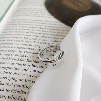 LouLeur 925 sterlingas sidabro naujo derliaus pynimo žiedai, sidabro mados Netaisyklingos linijos likvidavimo žiedai moterų festivalis papuošalai dovana