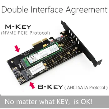 M. 2 NVMe Adapteris NGFF, kad PCIE3.0 SSD Dual Add-on Kortelės SATA3 su Aušinimo Ventiliatoriaus Aušintuvas Aliuminis Dangtis Plėtros Kortelę