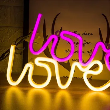 MEILĖ Neon Vaivorykštė Kabinti Naktį LED Lempos Romantiška Valentino Dienos Siurprizas Gimtadienio Dekoracijas Formos Išpažinties Vestuvių