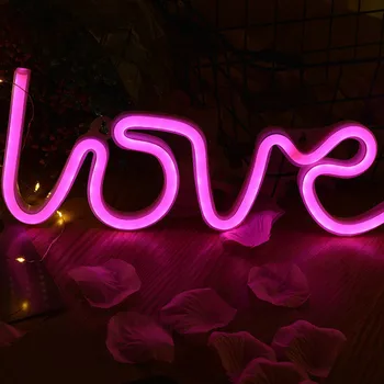 MEILĖ Neon Vaivorykštė Kabinti Naktį LED Lempos Romantiška Valentino Dienos Siurprizas Gimtadienio Dekoracijas Formos Išpažinties Vestuvių