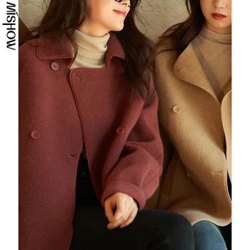 MISHOW 2020 m. Žiemos Vilnos Paltai Moterims Shick ilgomis Rankovėmis Šiltų viršutinių drabužių siuvimas Mados Outwear Paltai Moterų Drabužių MX20D9777