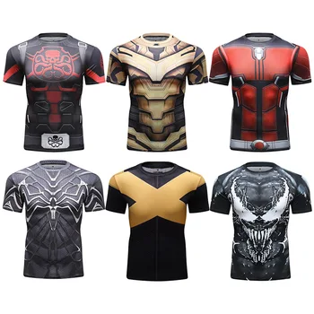 MMA Suspaudimo T-Shirt Vyrai 3D Atspausdintas Rashguard Jiu Jusit T marškinėliai trumpomis Rankovėmis Bjj Bokso Muay Thai Viršūnes Vyrų MMA Drabužių