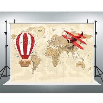 MOCSICKA Baby Shower Fonas Pasaulio Žemėlapyje Nuotykių Fotografijos Fone Lėktuvo Gimtadienio Reklama Apdaila