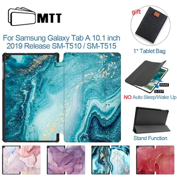 MTT Case For Samsung Galaxy Tab 10.1 colių 2019 SM-T510 T515 Marmuro Spausdinti Slim PU Odos, Flip Dangtelis Stovi Padengti Tablet coque