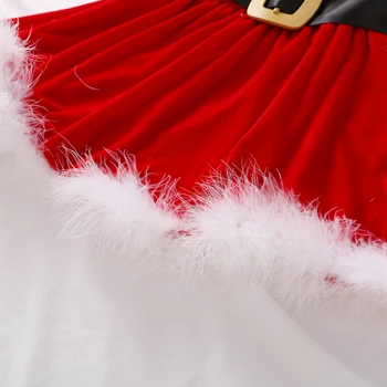 Ma&Baby 6M-4Y Kalėdų Baby Girl Dress Kalėdos Raudonos Aksomo Pliušinis Tutu Šalis Suknelės Mergaitėms Nauji Metai Kostiumai