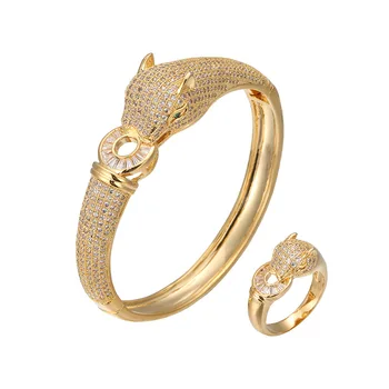 Madinga Clamper CZ Apyrankę, Žiedą, Nustatyti RB61252 Papuošalai Woment Elegantiškas Bangle Aukso Sidabro Padengtą