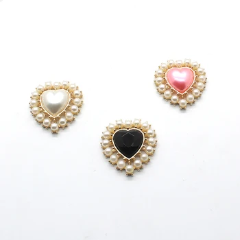 Mados 5vnt/set persikas širdies metalinės detalės perlų snaps, naudojami vestuvių 