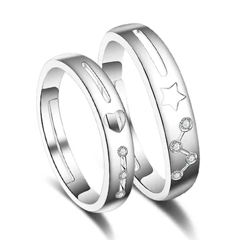 Mados Crystal Star Korėjos Žiedas 925 Sterlingas Sidabro Mėgėjams Pora Sužadėtuvių Žiedai Originalių Papuošalų Moterims, Vyrams, Dovanų Ne Išnyks