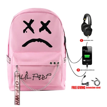 Mados Dizaino Lil Peep Kuprinė USB Nešiojamas Keliauti su Kuprine ant pečių Mokyklos Paauglių Mergaičių Studentų Neperšlampama Lil Peep Drobė Krepšiai
